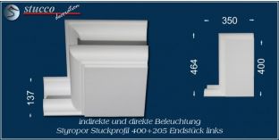 Endstück links für direkte und indirekte Beleuchtung München 400+205 