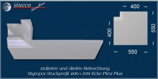 Inneres Eckelement für direkte und indirekte Beleuchtung Dortmund 400+209 PLEXI PLUS