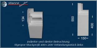 Verbindungsstück links für direkte und indirekte Beleuchtung Dortmund 400+209