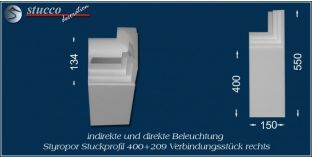 Verbindungsstück rechts für direkte und indirekte Beleuchtung Dortmund 400+209