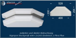 Endstück 2 für direkte und indirekte Beleuchtung München 400+2x205 PLEXI PLUS