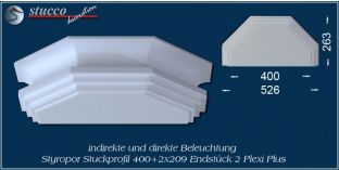 Endstück 2 für direkte und indirekte Beleuchtung Dortmund 400+2x209 PLEXI PLUS