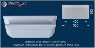 Endstück für direkte und indirekte Beleuchtung Dortmund 400+2x209 PLEXI PLUS