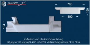 Verbindungsstück für direkte und indirekte Beleuchtung Dortmund 400+2x209 PLEXI PLUS