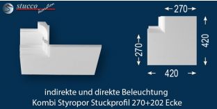 Inneres Eckelement für direkte und indirekte Beleuchtung Essen 270+202
