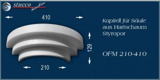 Kapitell-Hälfte für Säule aus Hartschaum Styropor OFM 210/410