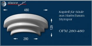 Kapitell-Hälfte für Säule aus Hartschaum Styropor OFM 280/480