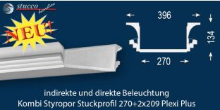 U-Profil für Kombi Beleuchtung Dortmund 270+2x209 PLEXI PLUS