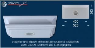 Endstück mit Lüftungsgitter für direkte und indirekte Beleuchtung Dortmund 400+2x209