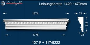 Beschichteter Stuck Fassade Tympanon gerade Frankfurt 107-F/117 1420-1470