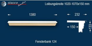 Komplette Fensterbank Erfurt 124 1020-1070-150