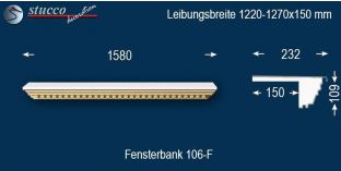 Komplette Fensterbank Balve 106F 1220-1270-150