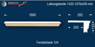 Komplette Fensterbank Elze 124 1320-1370-200