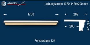 Komplette Fensterbank Hagen 124 1370-1420-200