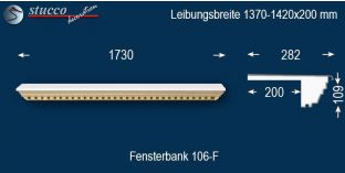 Komplette Fensterbank Uelzen 106F 1370-1420-200