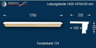 Komplette Fensterbank Jena 124 1420-1470-150