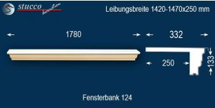 Komplette Fensterbank Lengenfeld 124 1420-1470-250