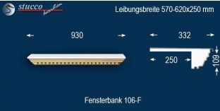 Komplette Fensterbank Freital 106F 570-620-250
