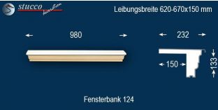 Komplette Fensterbank Niedersachsen 124 620-670-150