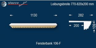 Komplette Fensterbank Wehr 106F 770-820-200