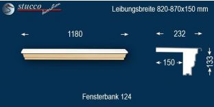 Komplette Fensterbank Leverkusen 124 820-870-150