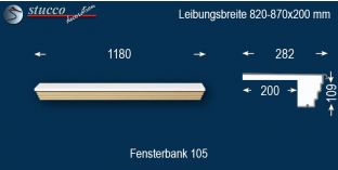 Komplette Fensterbank Borna 105 820-870-200