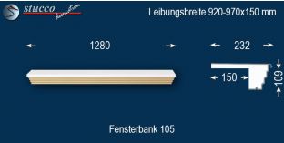 Komplette Fensterbank Saarlouis 105 920-970-150
