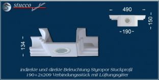 Verbindungsstück mit Lüftung zur LED Leiste 190+2x209