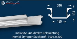 Stuckprofil für Kombi Beleuchtung Dortmund 190+2x209