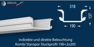 Stuckprofil für Kombi Beleuchtung München 190+2x205