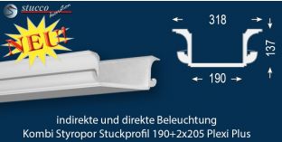 LED Leiste für Kombi Beleuchtung München 190+2x205 PLEXI PLUS