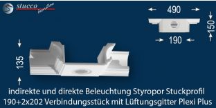 Verbindungsstück mit Lüftung zu Essen 190+2x202 PLEXI PLUS