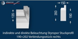 Verbindungsstück rechts für direkte und indirekte Beleuchtung Essen 190+202