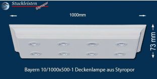 LED Deckenlampe Bayern 10/1000x500-1 mit Stuck und LED Spots