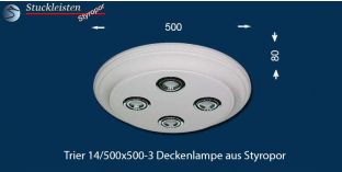 LED Deckenbeleuchtung Trier 14/500x500-3 Design Lampen mit Stuck und LED Spots