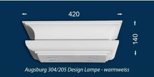 Design Stucklampe Augsburg 304/205 mit warmweißen LED Spots und LED Strip