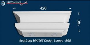 Design Stucklampe Augsburg 304/205 mit warmweißen LED Spots und RGB LED Strip