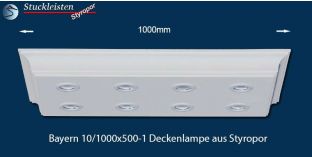 LED Deckenlampe Bayern 10/1000x500-1 mit Stuck und LED Spots