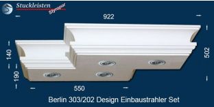 Berlin 303/202 Einbaustrahler Set mit Stuck und LEDs - warmweiß