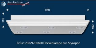 Design Stucklampe Erfurt 208/970x460 mit warmweißen LED Spots und RGB LED Strip