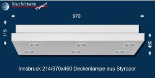 Design Stucklampe Innsbruck 214/970x460 mit warmweißen LED Spots und RGB LED Strip