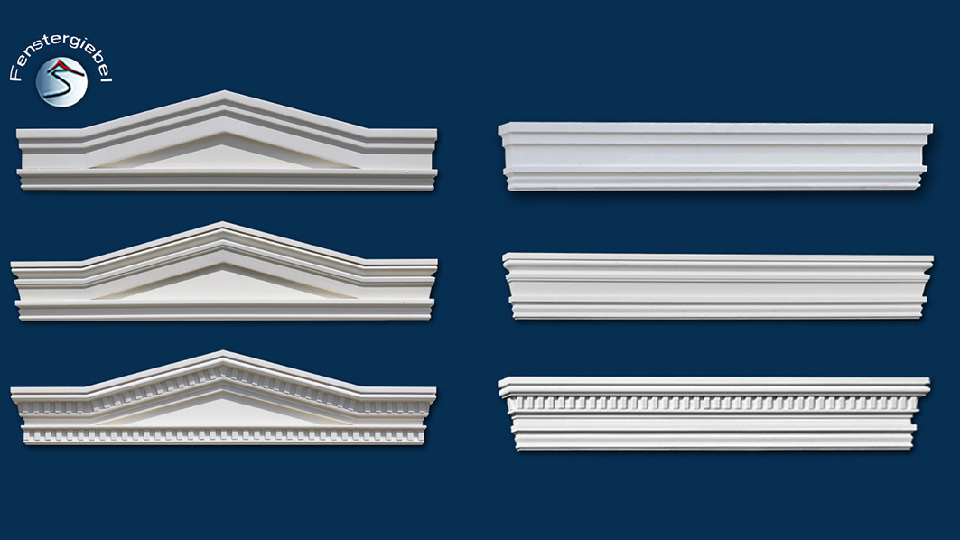 Verschiedene Tympanon-Formen und Stuckmuster