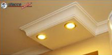 Stuckprofil Bayern 400+2x10 mit geradem Endstück und 2 LED Spots Stuckprofil Bayern 400+2x10 mit geradem Endstück und 2 LED Spots