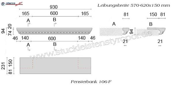 Beispielzeichnung mit Maßen für die kompletten Fensterbänke Beispielzeichnung mit Maßen für die kompletten Fensterbänke