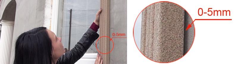 Abstand zwischen Hausfassade und Zierprofil beträgt maximal 5 mm