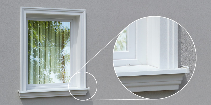 Rechter Winkel zwischen 2 Laibungsverkleidungsprofilen am Fenstersturz