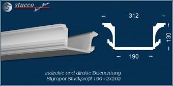 Indirekte Beleuchtung - U-Profil Stuckleiste Essen 190+2x202