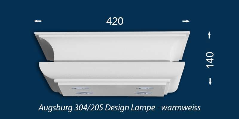 Design Stucklampe Augsburg 304/205 mit warmweißen LED Spots und LED Strip