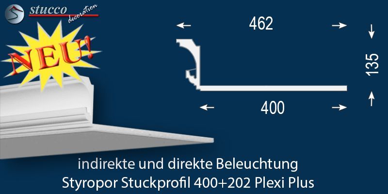 Kombi Stuckleiste U-Profil für kombinierte Beleuchtung LED