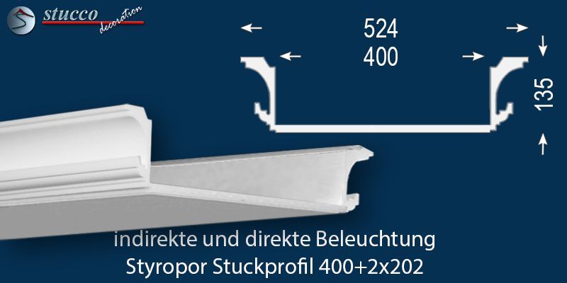 L-Profil Styropor Stuckleiste für direkte und indirekte Beleuchtung Essen 202